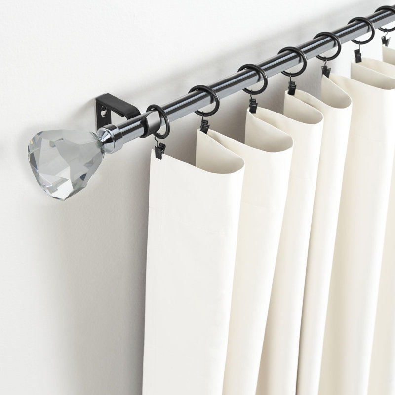 Rosdorf Park Eveloe Crystal Finial Single Curtain Rod Wayfair